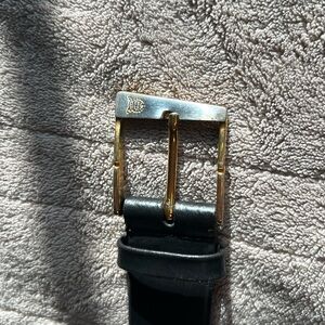Christian Dior men’s leather belt, black leather has minor scuffs.